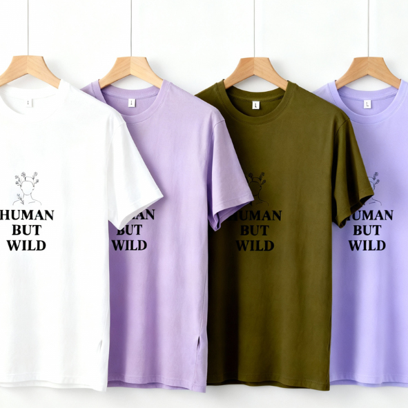 Oversize Tee with 'Human but wild' Quote