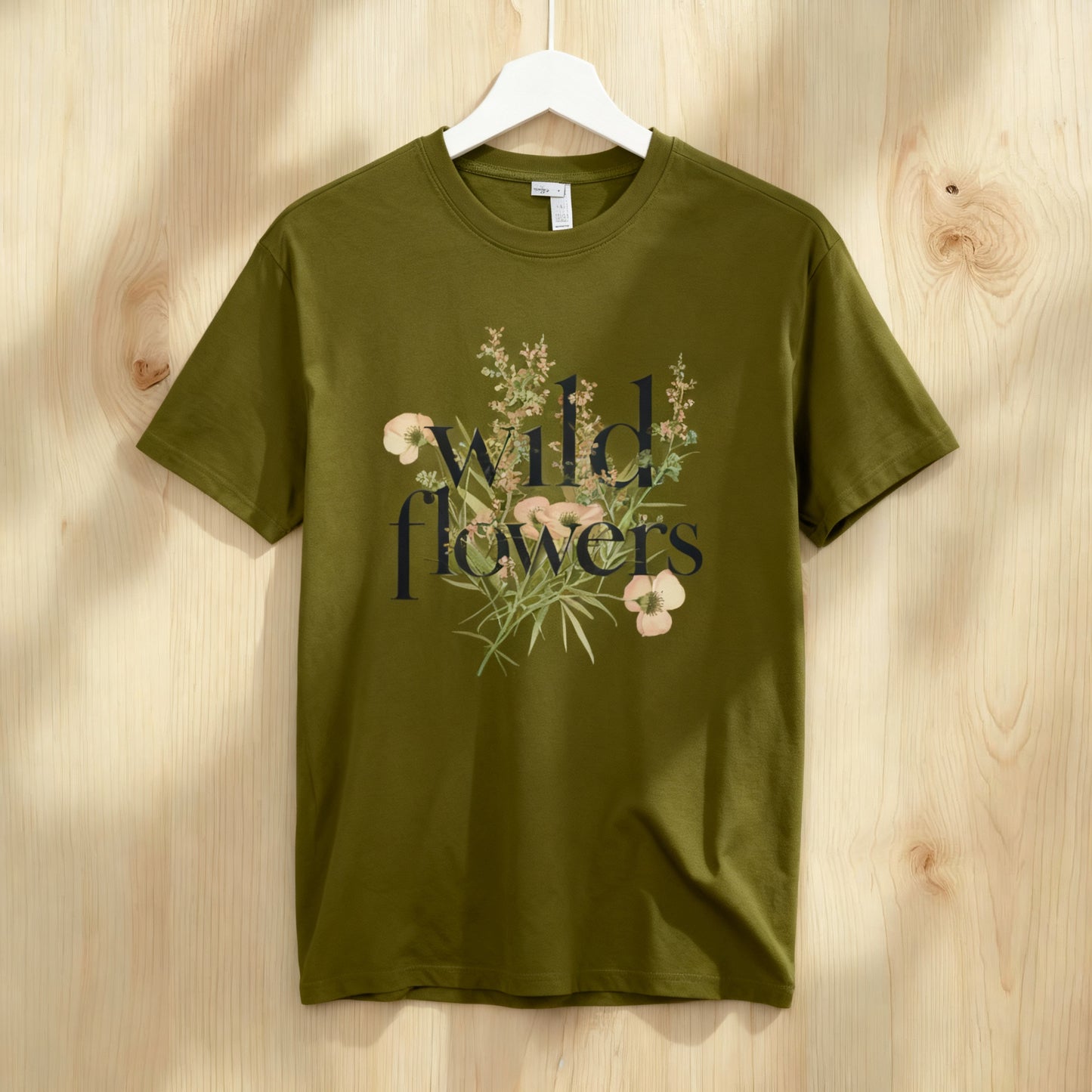 Oversize Tee with Wild Flowers Quote