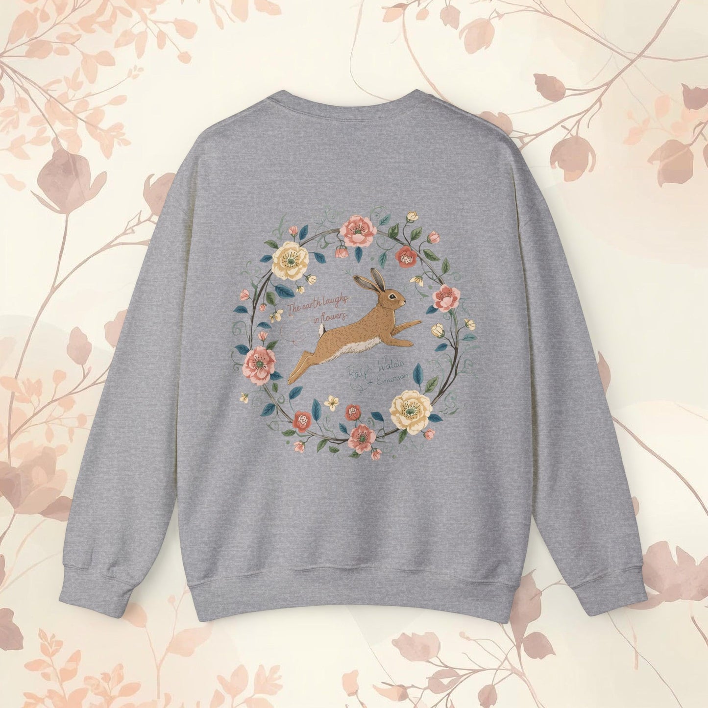Floral Wreath Leaping Hare Sweatshirt