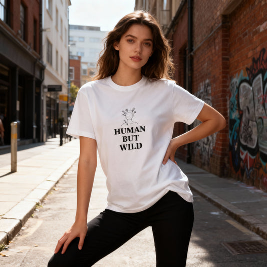 Oversize Tee with 'Human but wild' Quote