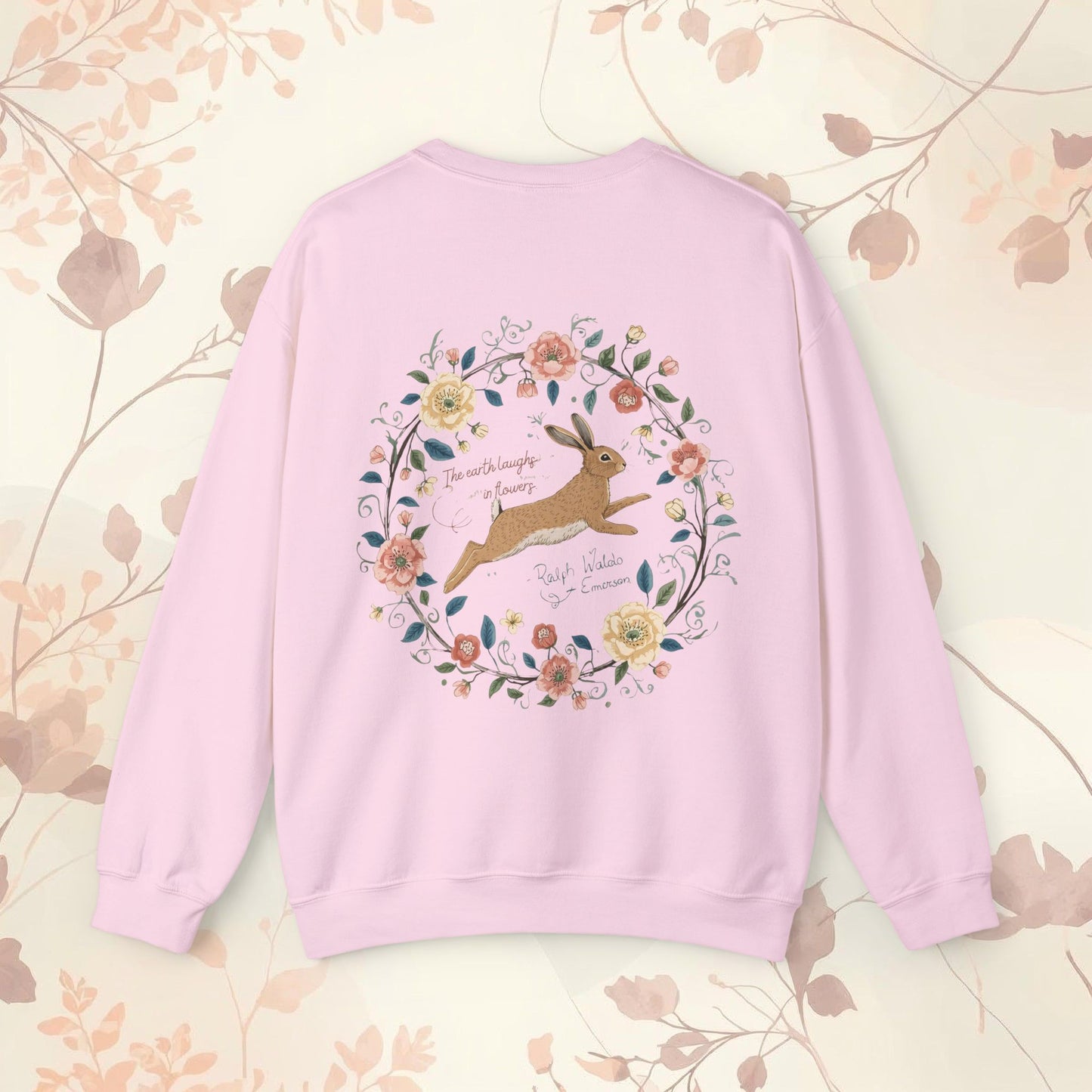 Floral Wreath Leaping Hare Sweatshirt