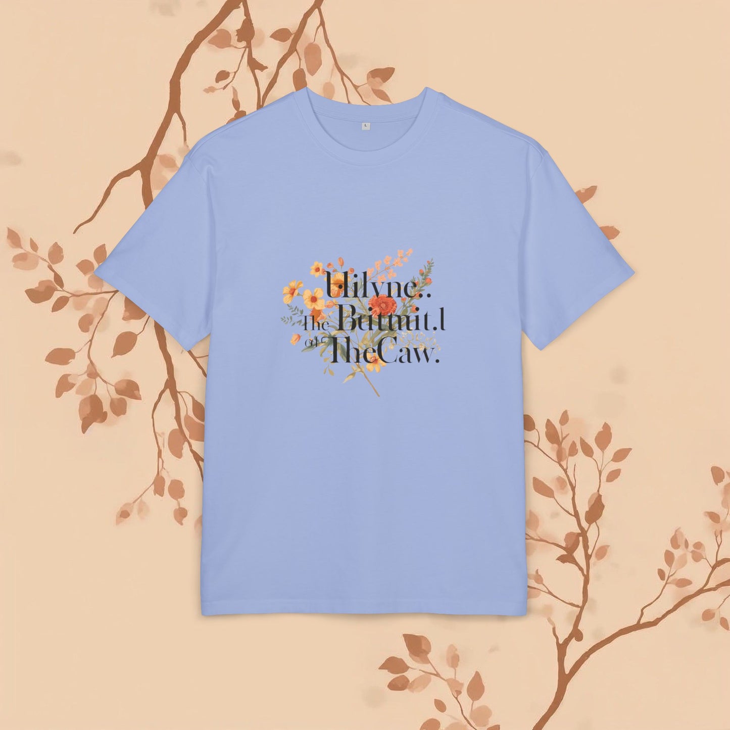 Floral Unisex Tee with Nonsensical Words Design