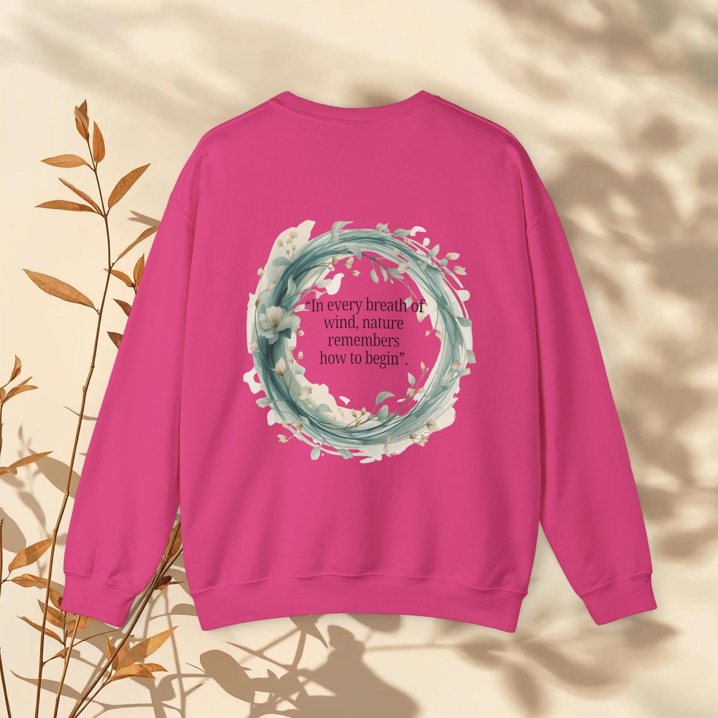 Wind-Inspired Serenity Crewneck Sweatshirt with Quote